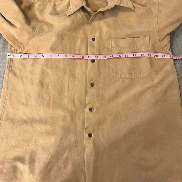 Fieldmaster Men's M Brown Faux Suede Button-Down Shirt Long Sleeve - Picture 3 of 10